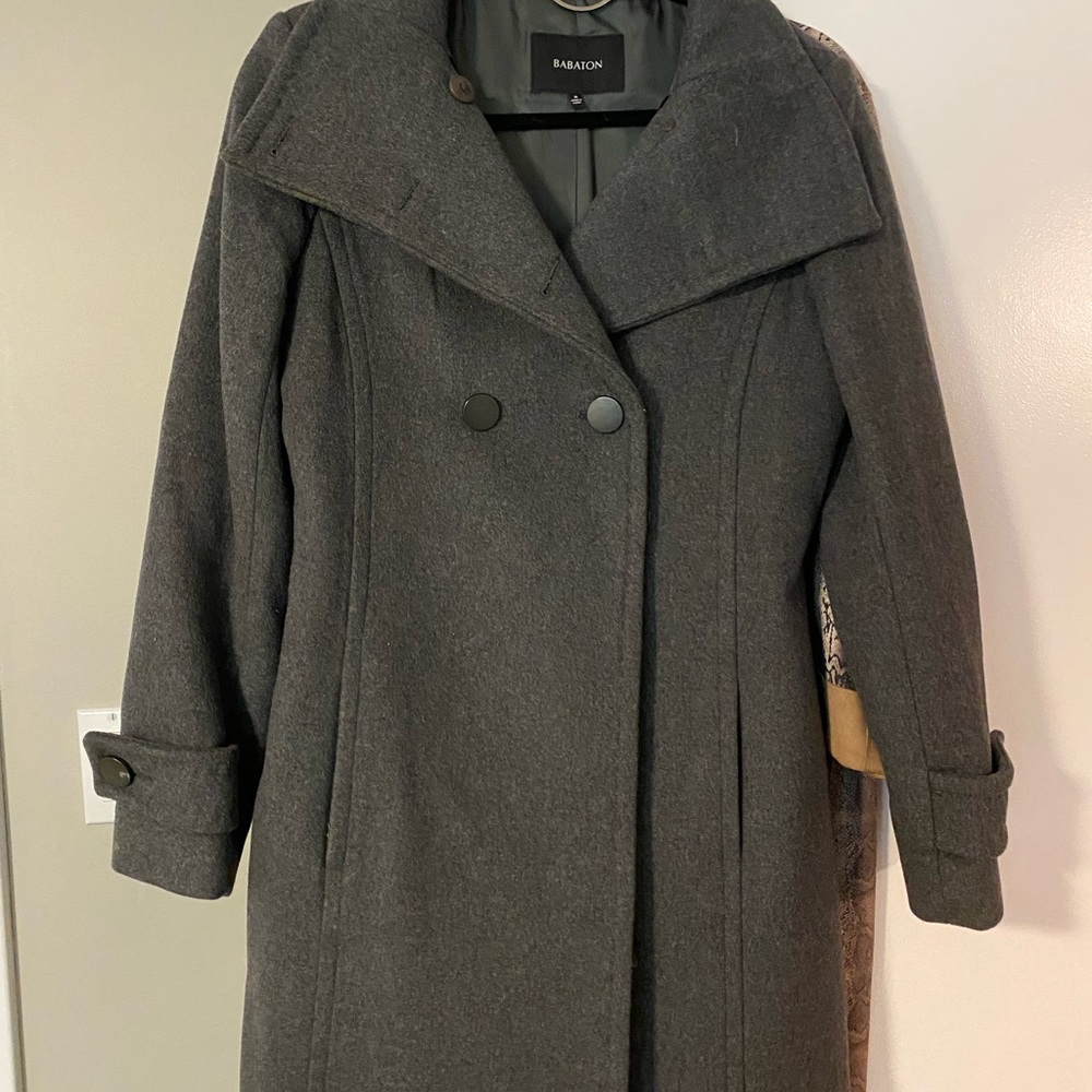 Babaton Virgin Wool and Cashmere Blend Peacoat